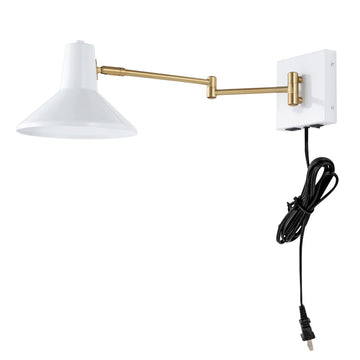 Hygge 16" Swing Arm Modern Midcentury Iron USB Charging Port LED Sconce - JONATHAN Y